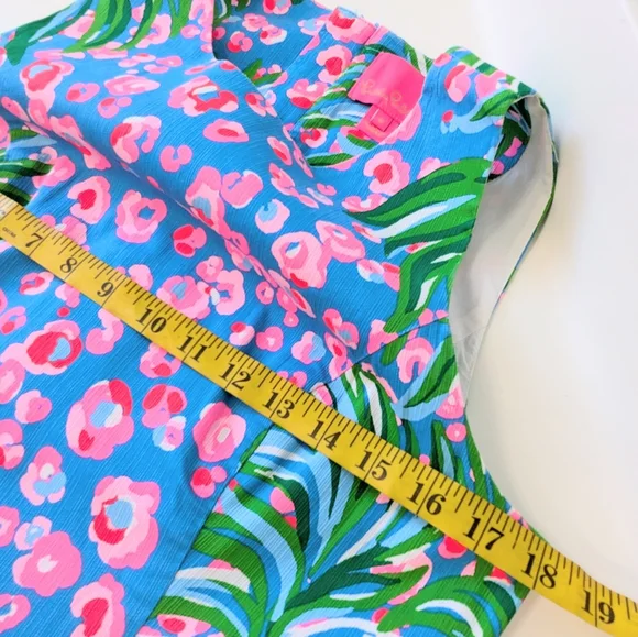 Lilly Pulitzer Mila Stretch Shift Dress Turquoise Shore I Spy Engineered Sz 8 - Picture 11 of 14